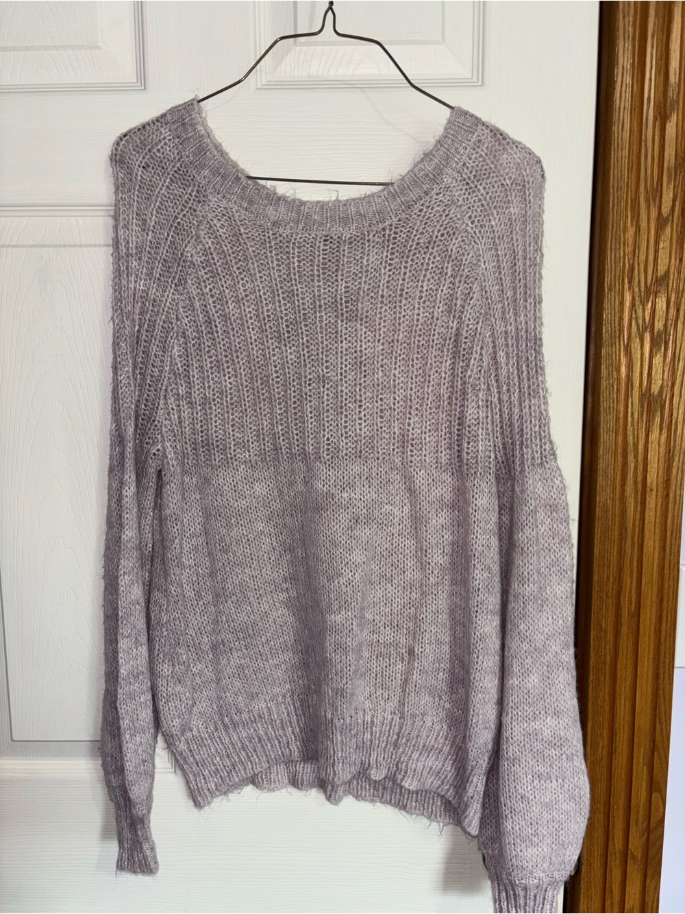 Maurices Lilac Ribbed-Panel Crewneck Sweater